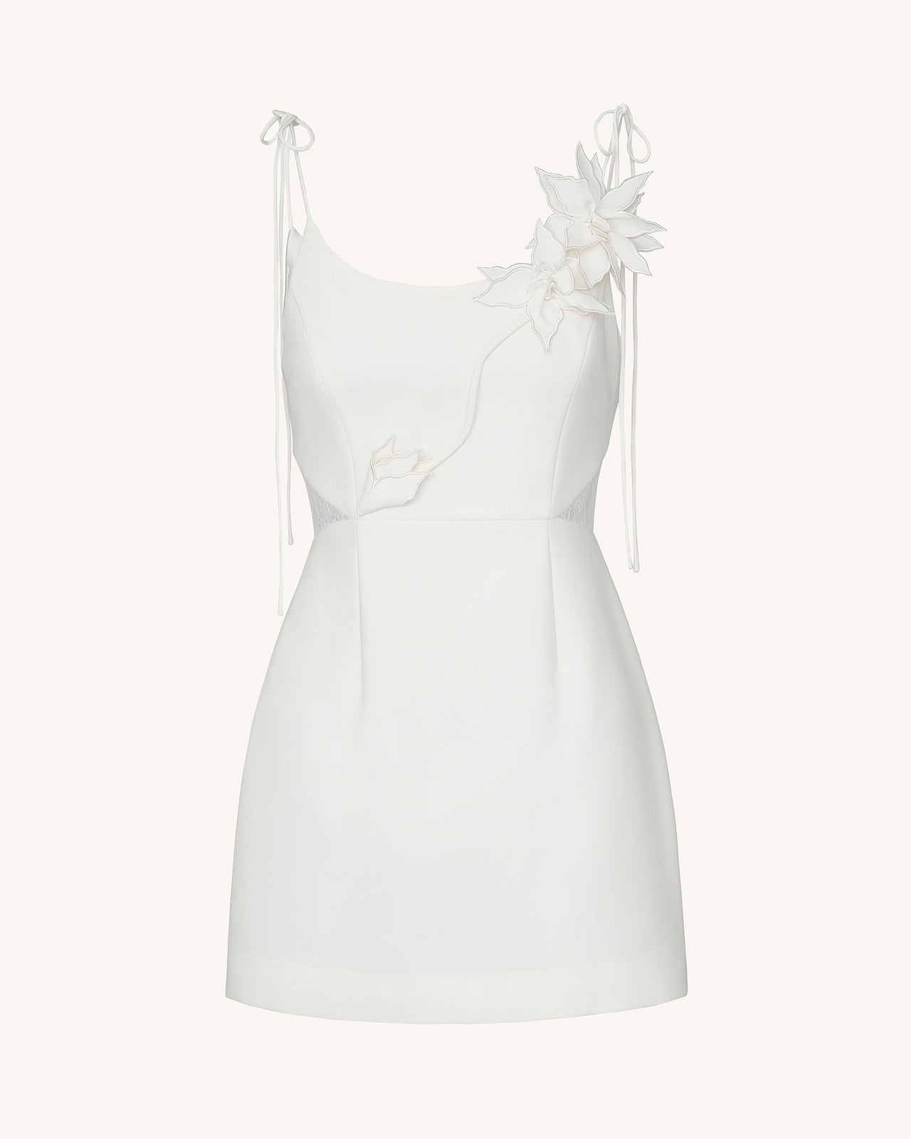 Floral Vine Tie Dress - White