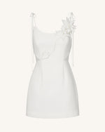 Floral Vine Tie Dress - White