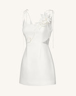 Floral Vine Tie Dress - White
