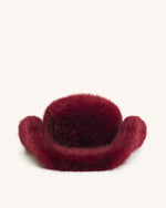 Elora Faux Fur Cowboy Hat - Burgundy