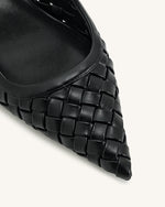 Helena Weave Pierced Mules - Black