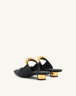 Helena Weave Pierced Mules - Black