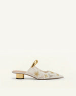 Helena Pierced Floral Mesh Mules - Ivory