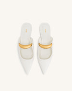 Helena  Pierced Mules - White