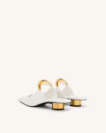 Helena  Pierced Mules - White