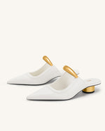 Helena  Pierced Mules - White