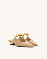 Helena Pierced Mules - Khaki