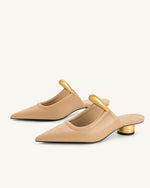 Helena Pierced Mules - Khaki