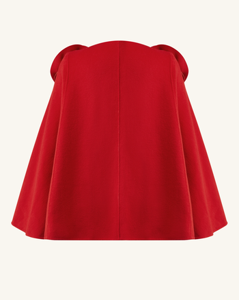 Clara Floral Applique Cape Coat - Red