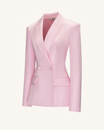 Lily Satin Double-Breasted Blazer Suit  - Pink