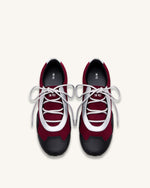 Caitlin Faux Suede Lace-up Ballerina Sneakers - Burgundy & Light Grey