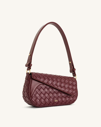 Addisyn Weave Texture Shoulder Bag - Burgundy