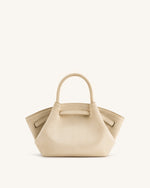 Hana Mini Faux Suede Tote Bag - Off White