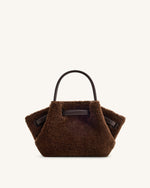 Hana Mini Faux Fur Tote Bag - Dark Brown