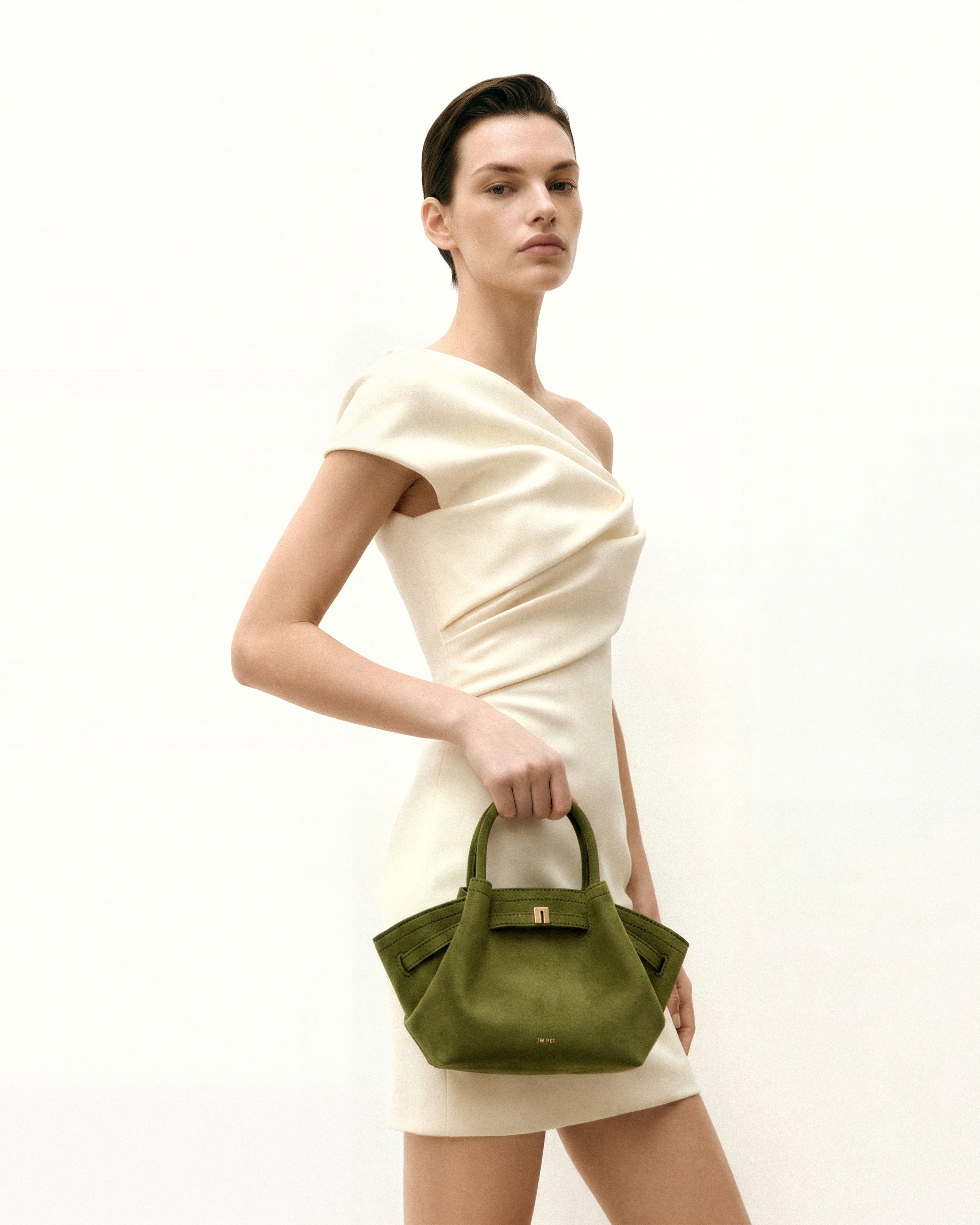 バッグ hana Hana Mini Faux Suede Tote Bag - Dark Olive – JW PEI LATAM