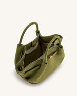 Hana Mini Faux Suede Tote Bag - Dark Olive