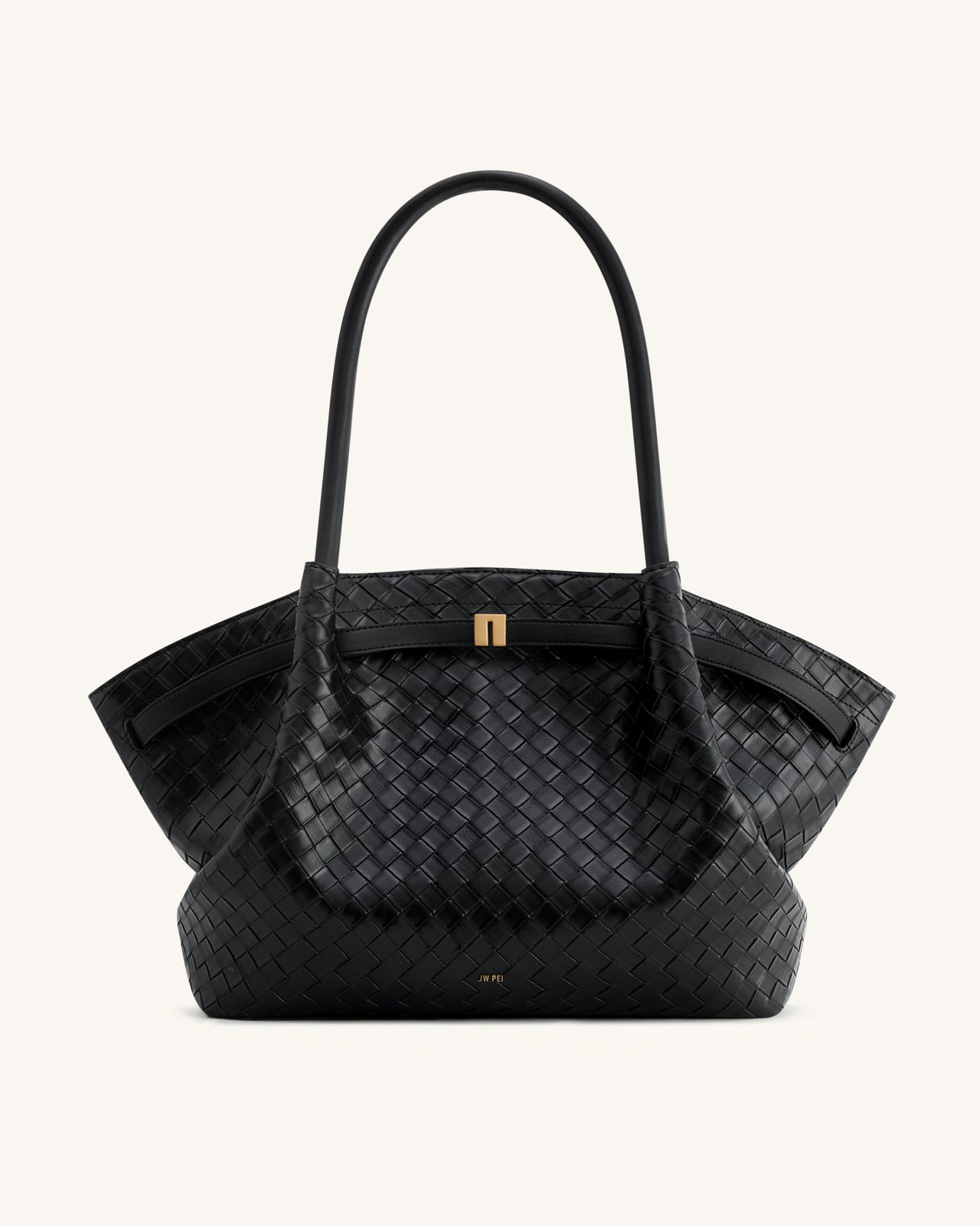 Hana Large Weave Texture Tote Bag - Black