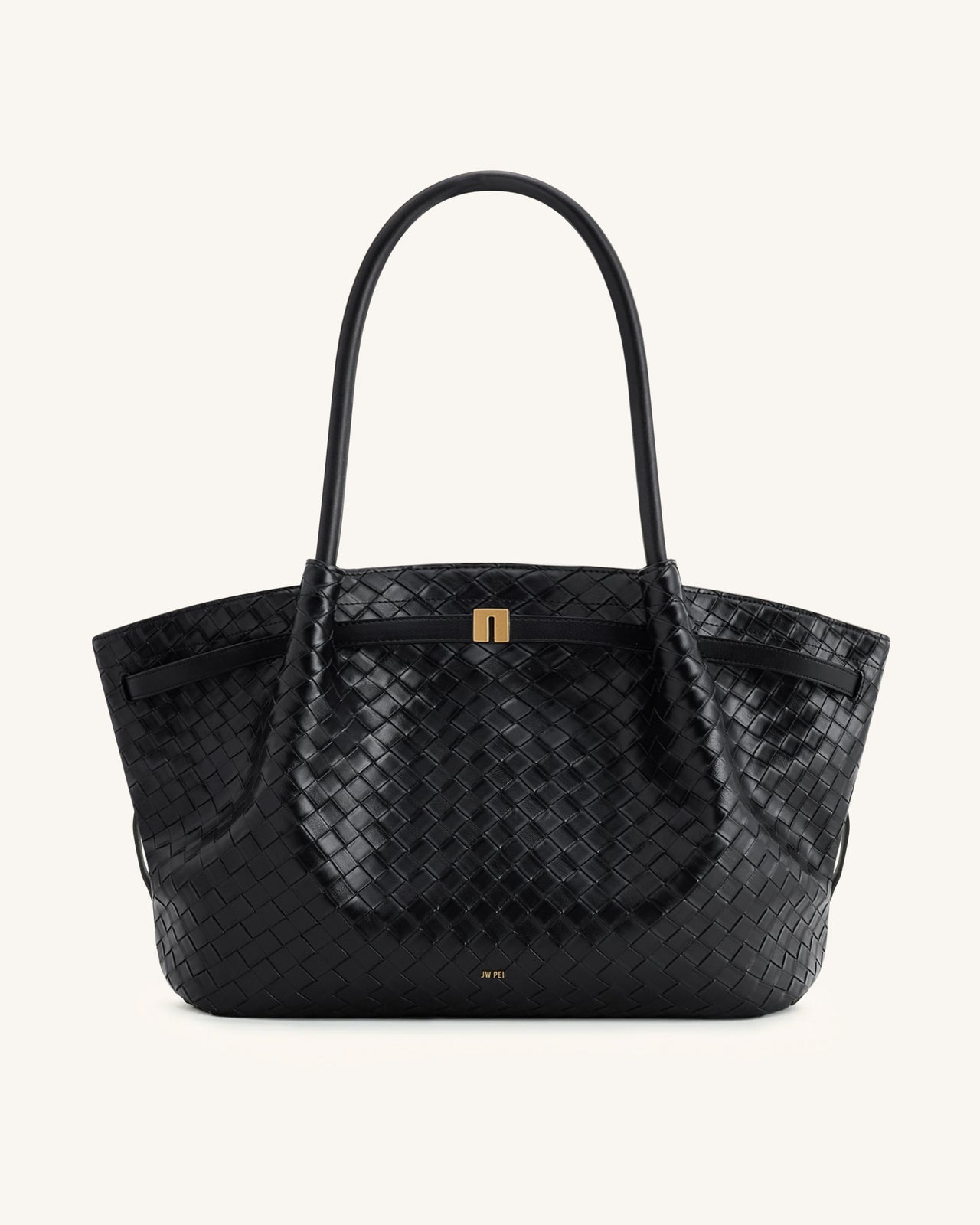 Hana Large Weave Texture Tote Bag - Black