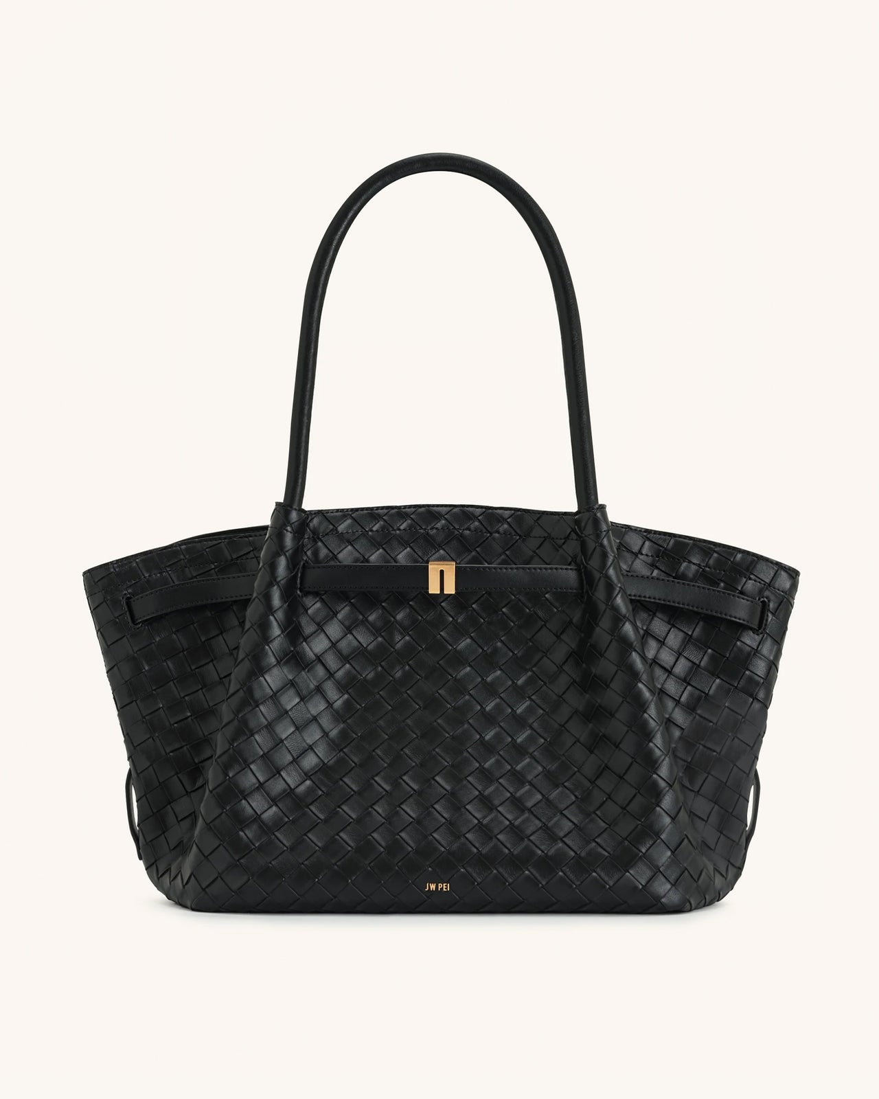 Hana Large Weave Texture Tote Bag - Black