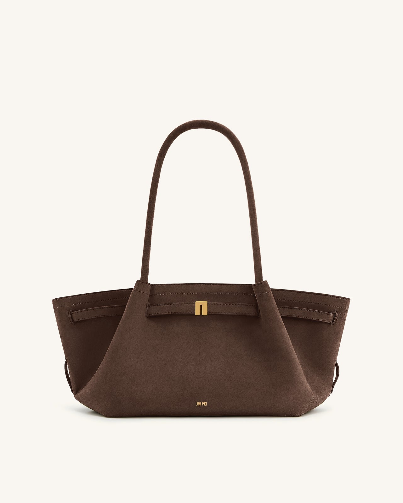 Hana Wide Faux Suede Tote Bag - Dark Brown