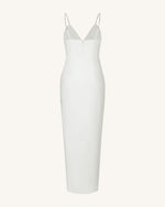 Ayliua Sweetheart-Neckline Rhinestones Embellished White Long Dress - White