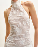 Uliana White Floral Lace Halterneck Maxi Dress - White