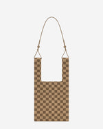 Shea Checkerboard Knitted Tote Bag - Brown