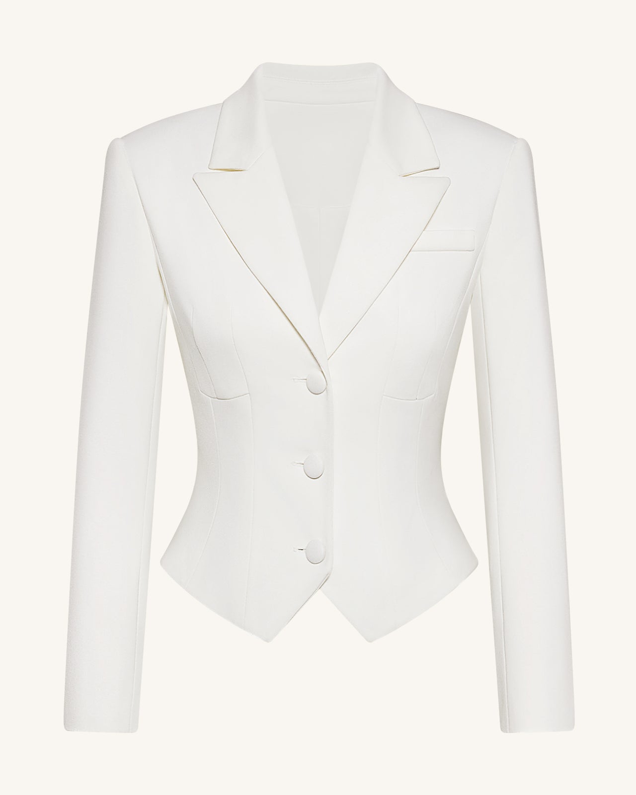 Sculpted Waist Cropped Blazer - White