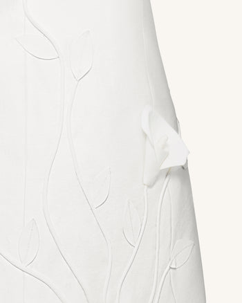 3D Vine Floral Strapless Mini Dress - White