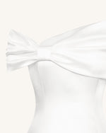 Satin Asymmetric Bow Mini Dress - White