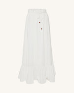 Drawstring Chiffon Maxi Skirt - White