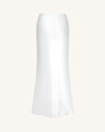 Liquid Satin Mermaid Maxi Skirt - White