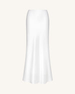 Liquid Satin Mermaid Maxi Skirt - White