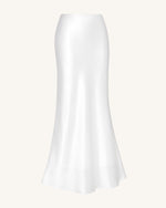 Liquid Satin Mermaid Maxi Skirt - White