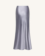 Liquid Satin Mermaid Maxi Skirt - Silver