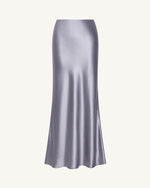 Liquid Satin Mermaid Maxi Skirt - Silver
