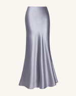 Liquid Satin Mermaid Maxi Skirt - Silver