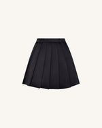 Satin Pleated Mini Skirt - Black