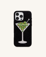 Olive Martini Artificial Crystal Phone Case - Black
