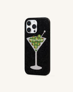 Olive Martini Artificial Crystal Phone Case - Black