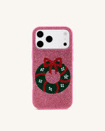 Holiday Wreath Bling Phone Case - Pink