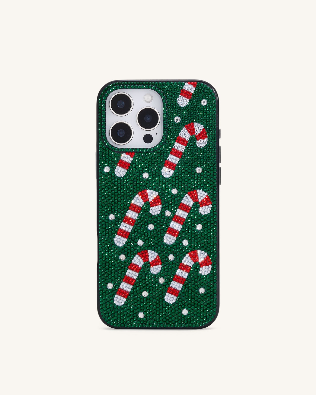 Candy Cane Embellished Holiday Phone Case - Green