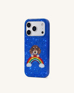 Rainbow Dog Artificial Crystal Phone Case - Blue