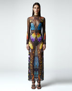 Butterfly Mesh Maxi Dress - Multicolor