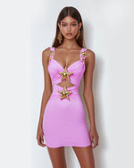 Mini Dress with Star Details - Pink