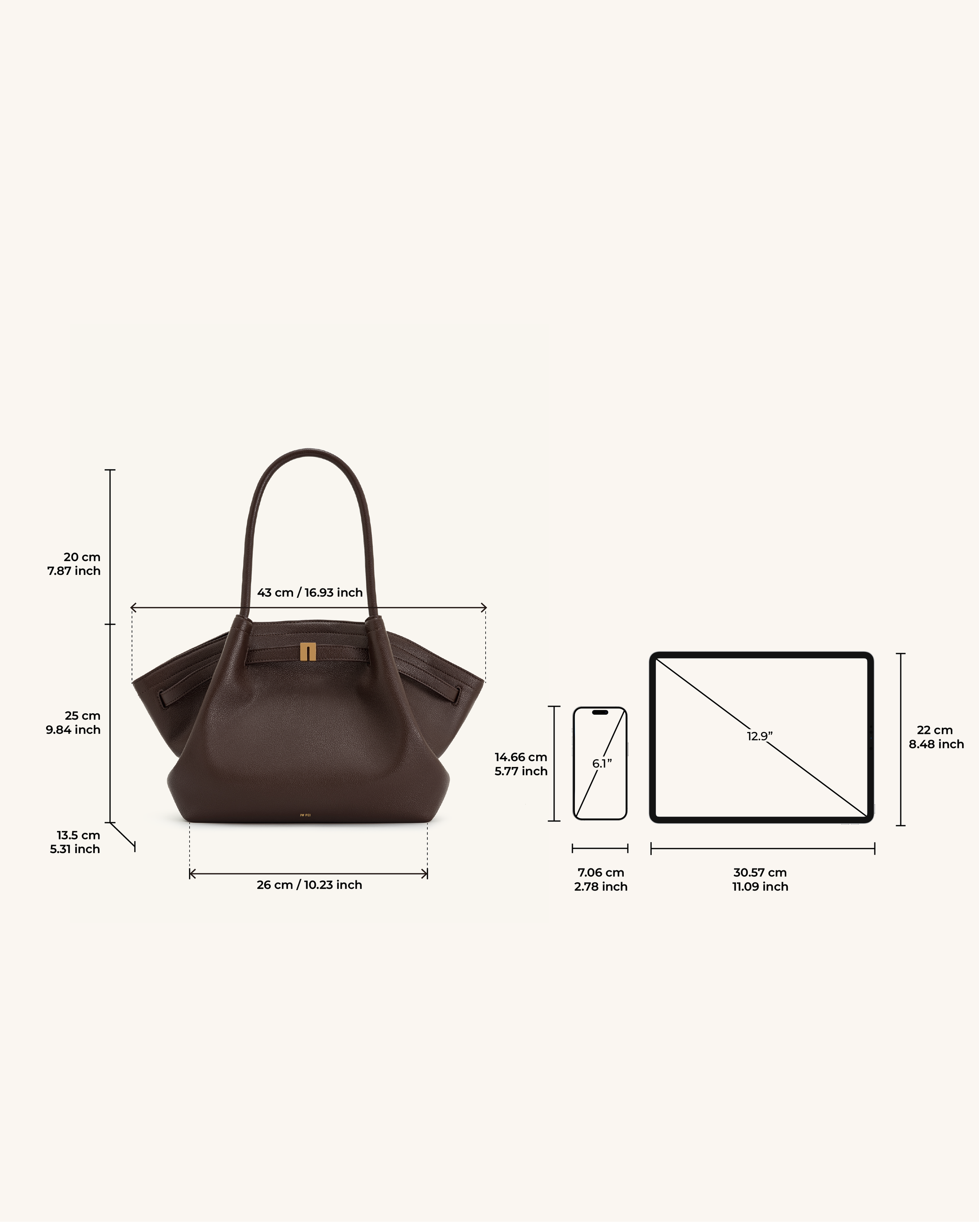 Hana Medium Tote Bag - Dark Brown – JW PEI LATAM Hana Medium Tote Bag - Dark Brown – JW PEI LATAM