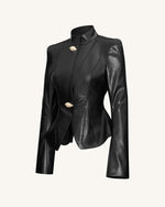 Autumn Metallic Conch PU Jacket - Black