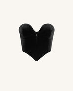 Anna Low-cut Velvet Corset Top - Black