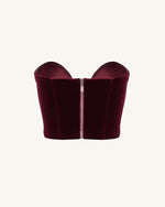 Anna Low-cut Velvet Corset Top - Claret