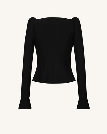 Olivia Puff Shoulder Blazer - Black